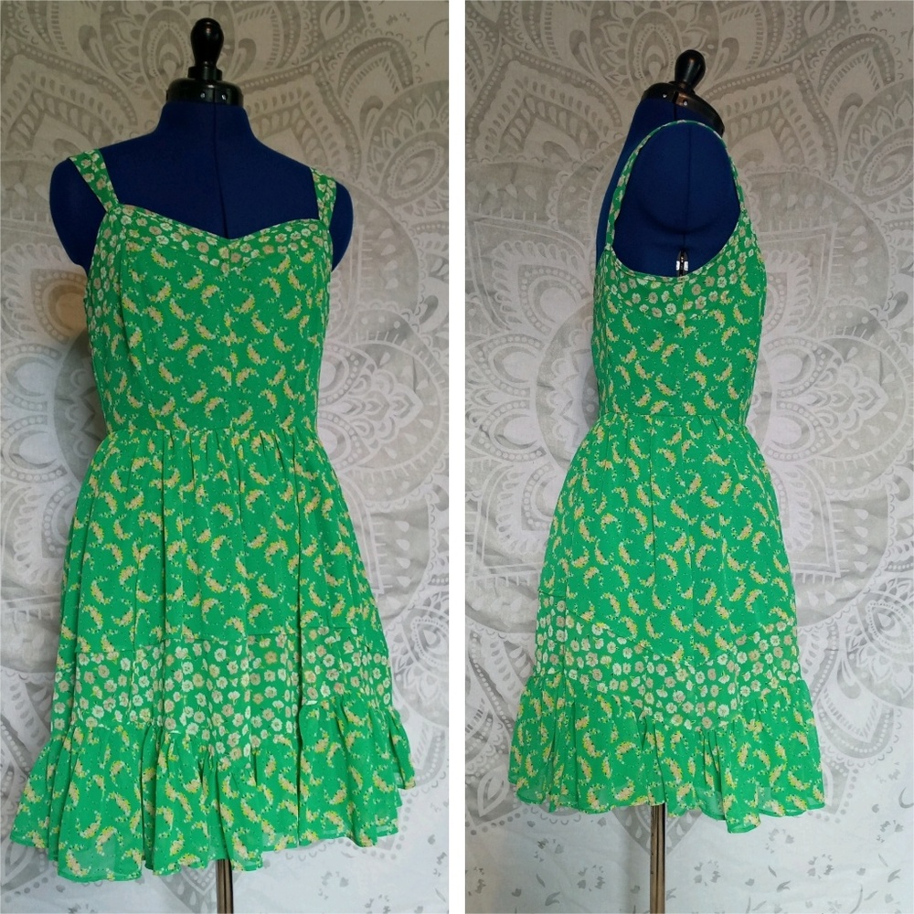 LC Lauren Conrad green floral sundress